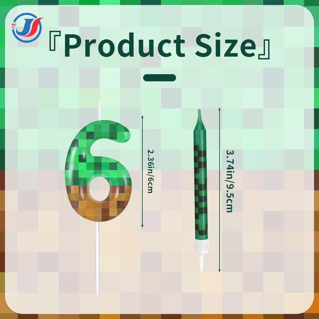 7 Peças Topper de Velas de Aniversário de Bolo de Mineiro de Pixel para Festa com Tema de Pixel, Festa de Aniversário, Suprimentos para Festa de Videogame para Meninos Meninas