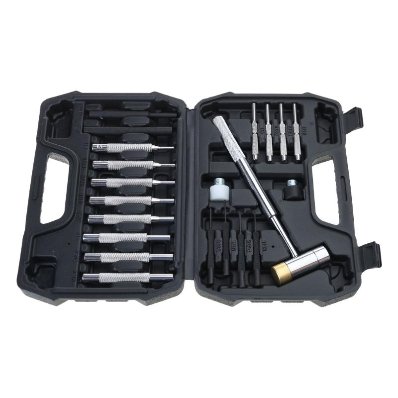 21Pcs Punch Set Roll Pin Double-Faced Hammers StainlessSteel Maintenance Repair Kit