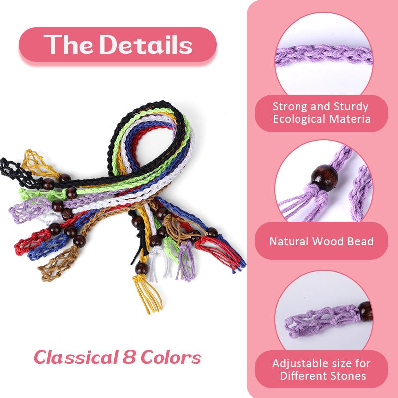 Crystal Cage Necklace Holder Adjustable Length Empty Stone Pendant Holder Hand-Woven Necklace Cord for DIY Jewelry Making