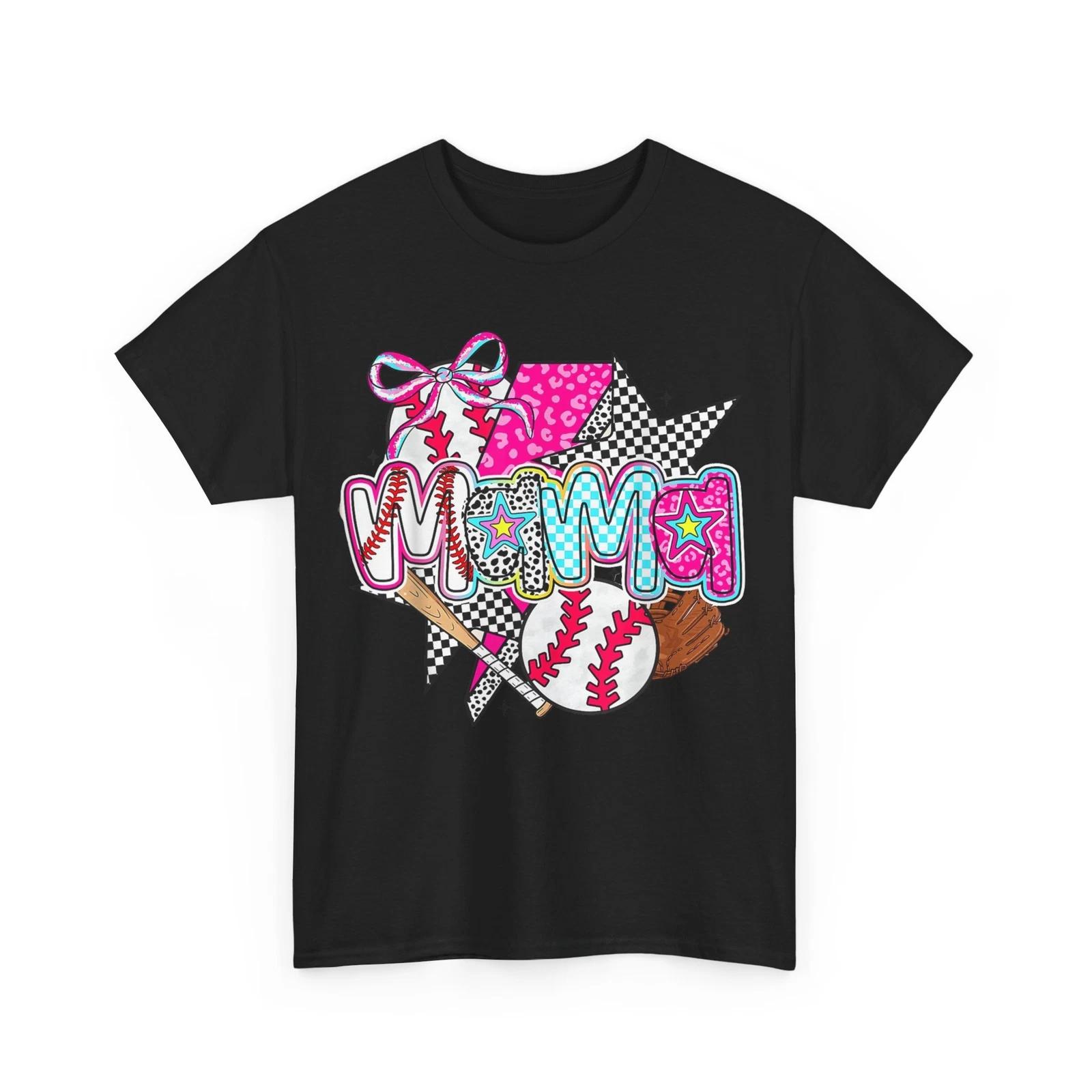 Бейсбольная Мама Кокетливый Бант День Игры Мама Бейсболиста Футболка для Мамы S