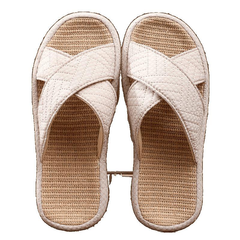 Men's non-slip beef tendon bottom linen slippers summer home indoor breathable sweat-absorbing soft bottom cool slippers thick bottom household