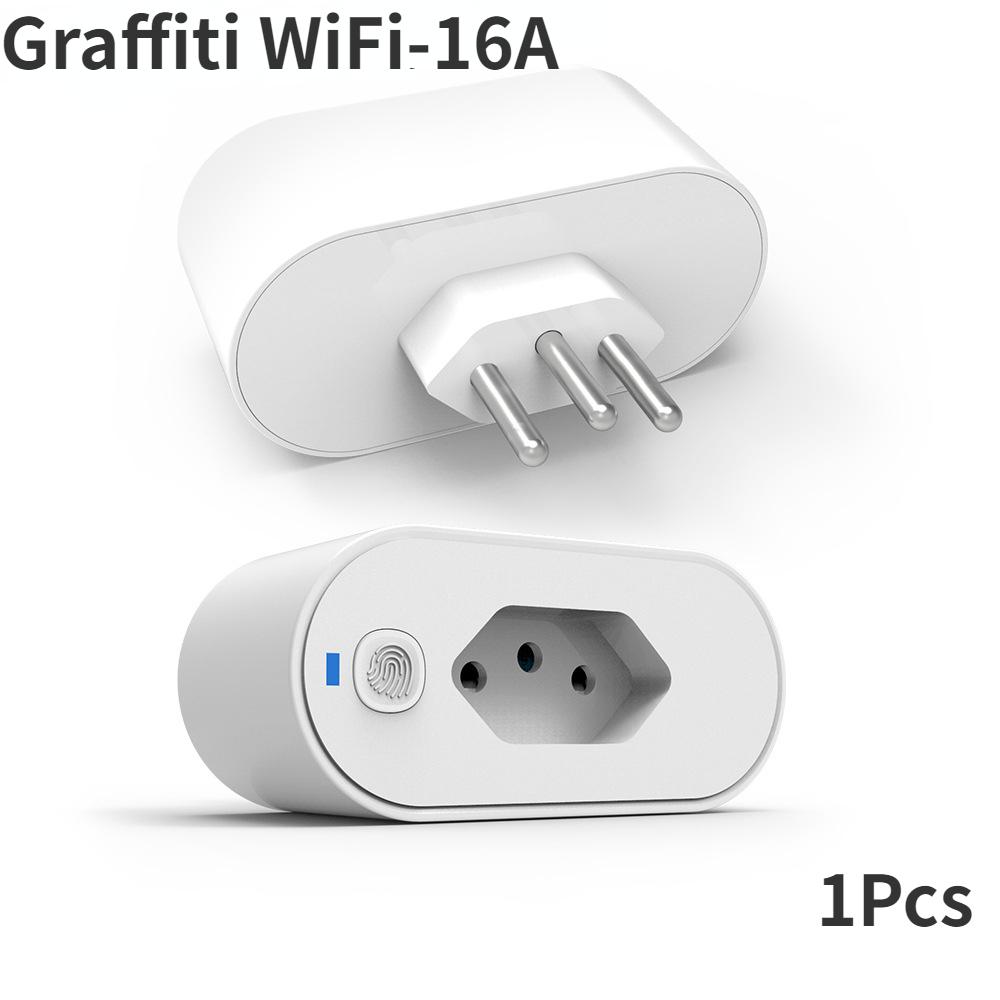Graffiti Smart WiFi Socket 16A Brazilská zástrčka Živé statistiky měření Mobilní aplikace Časované hlasové dálkové ovládání