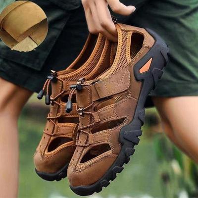 Herren Sandalen 2025Sommer Ausgehöhlte Sandalen Outdoor Rutschfest Kletterschuh Lässig Trekking Sandalen Strand Badeschuhe für Herren