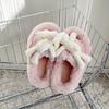 Sheepskin version of rabbit fluffy slippers for women's winter wear 2025 new removable doll thick bottom fashion one-word drag