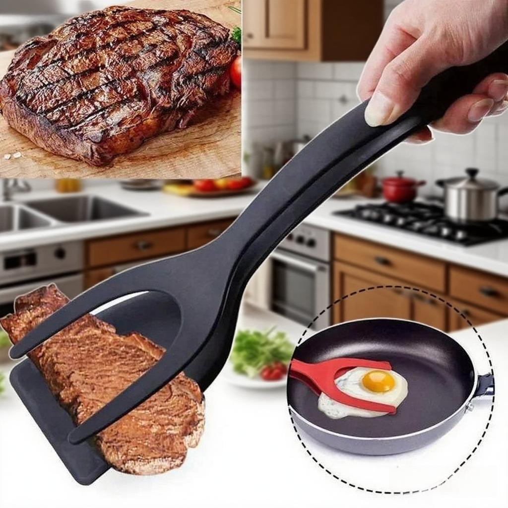 Shovel Clip Silicone Grip Flip Tongs Egg Steak Spatula Tongs Clamp Pancake Fried Turners Cooking Tool Kitchen Accessories