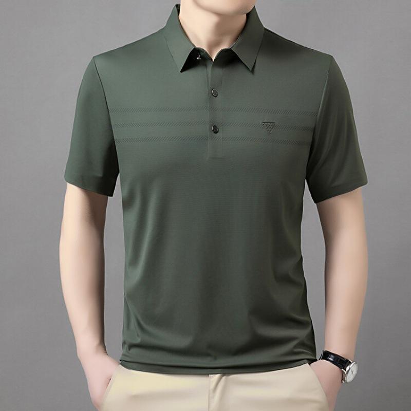 

Рубашка поло мужская летняя с лацканами для среднего возраста, модная повседневная футболка с короткими рукавами, фирменный топ с короткими рукавами для папы 4XL