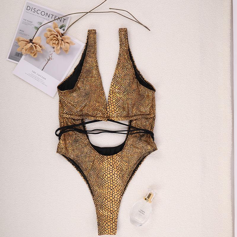 Sexy Onepiece Laceup Black Womens Swimsuit Solid Color Plus Size