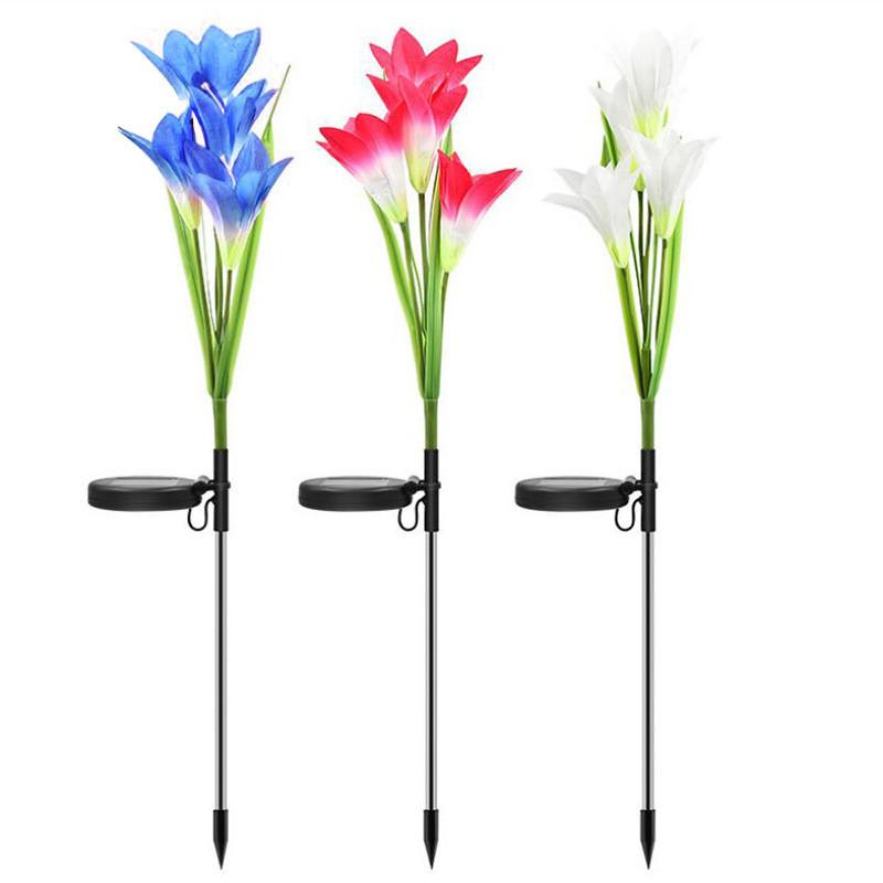 Outdoor Simulation Lily Waterproof Led Solar Light Lawn Lights Garden Decoration