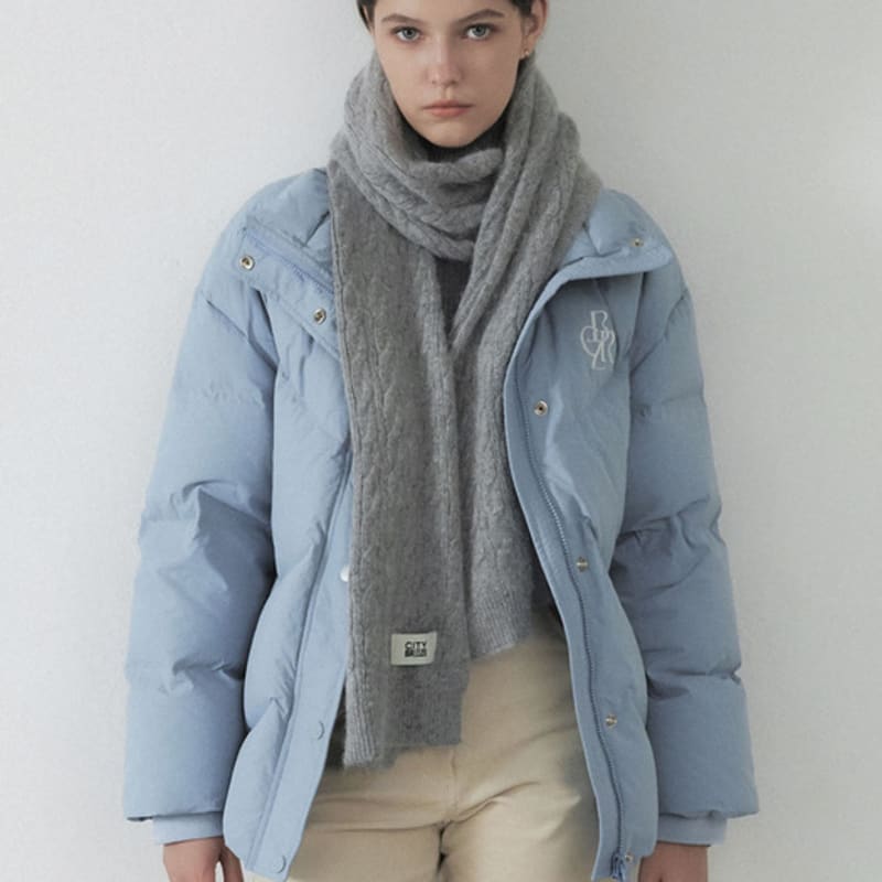 CITYBREEZE Angora Cable Knit Muffler_GREY