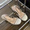 Beautiful silver super fairy sandals women's summer wear with skirt word with rhinestone high heels