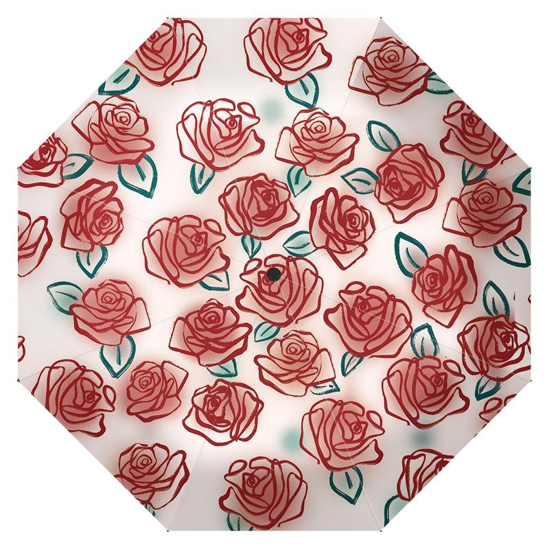 Umbrella UV Protection Sun Umbrella Parasol Folding Umbrella Small Fresh Vinyl Oil Painting Wind and Rain Umbrella