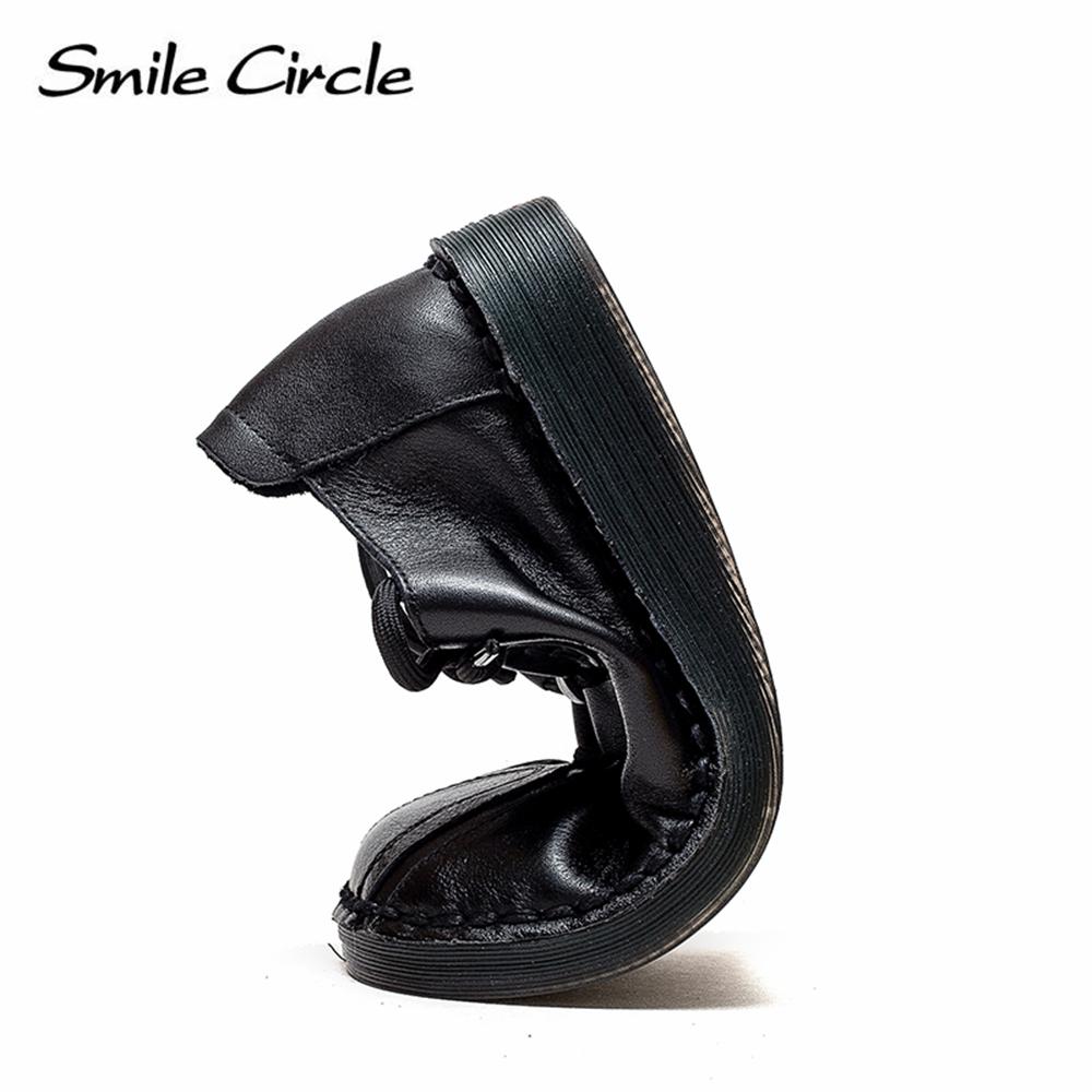 Natural Leather Women's Flat Shoes Lace-up Round Toe Casual Shoes Fashion Retro Work Shoes