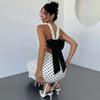 New TikTok hot-selling polka dot slim-fitting bow strap dress
