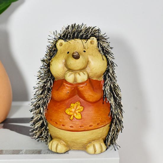 3 Pcs Mini Hedgehog Figurine Cute Small Ceramic Animal Statue for Fairy Garden Bonsai Plant Pots Micro Landscape Decor