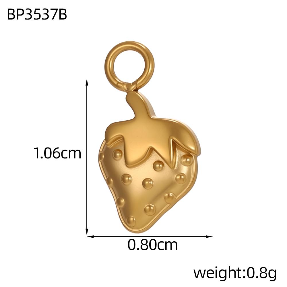 CARLIDANA Fruit Gold Plated Pineapple Avocado Strawberry Grape Pendant Stainless Steel Charms Accessories DIY Jewelry for Women
