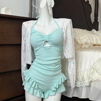 Mint Chicken One-piece Swimsuit Two-piece Fresh Girl Slimming Water Park Vacation