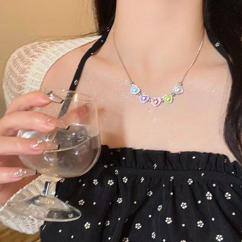 Dopamine Necklace: Candy-Colored Beaded Clavicle Design for Women - Sweet & Cool Internet Celebrity Jewelry
