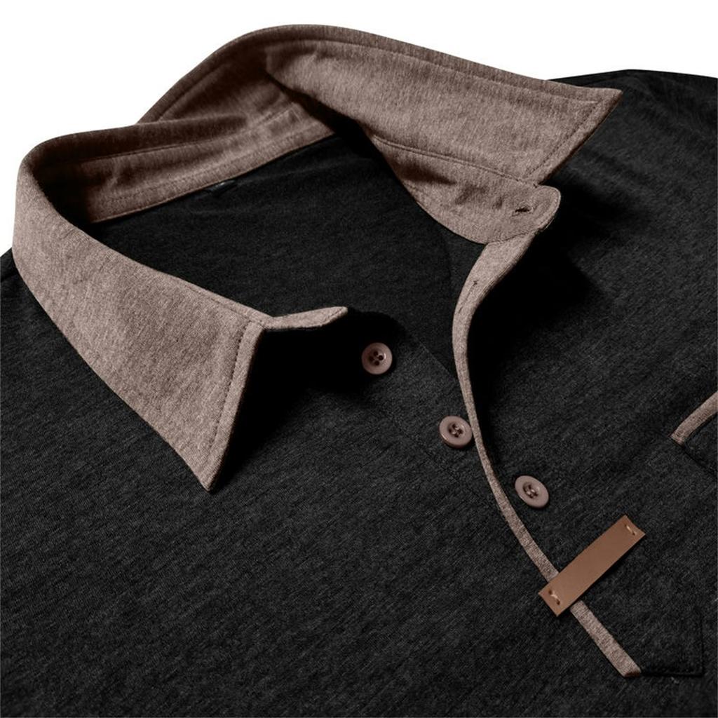 Men's Long Sleeve Golf Polo Shirt Casual Breathable Quick Dry Lightweight Performance Top with Button Placket and Chest Pocket