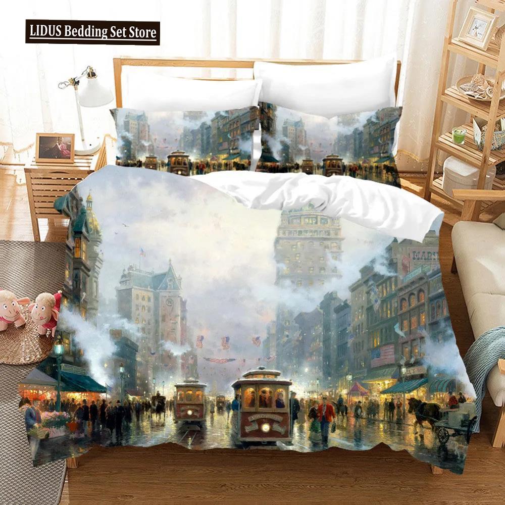 Oil Painting Van Gogh Star Sky Bedding Set Queen King Size Bedroom Decor Quilt Cover Pillowcase 2/3 Pcs Bed Linen Home Textile
