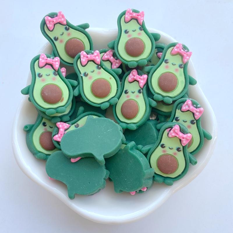 10Pcs/Lot Kawaii Resin Cute Cartoon Avocado Flatback Cabochons For Hair Bow Centers DIY Scrapbooking Decor C149