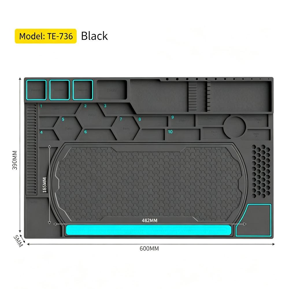 Multifunctional Silicone Repair Mat with Screw Fixing & Tool Storage Groove Welding Pad for Phone Laptop PC Motherboard Repair