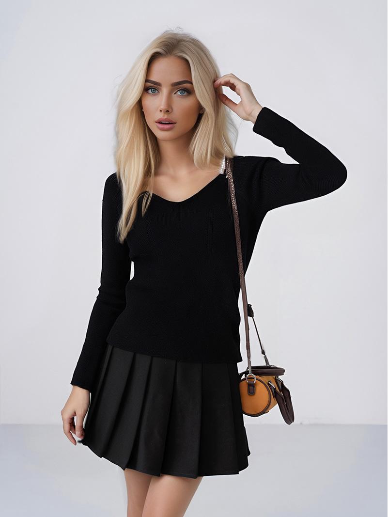 

Летний вязаный топ с квадратным вырезом в стиле ретро для женщин S чёрный