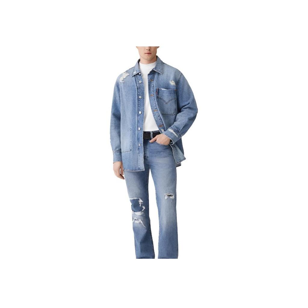 Levis Ripped Casual Comfortable Loose Denim Jacket Men Jackets Denim-Blue 0017L-0000