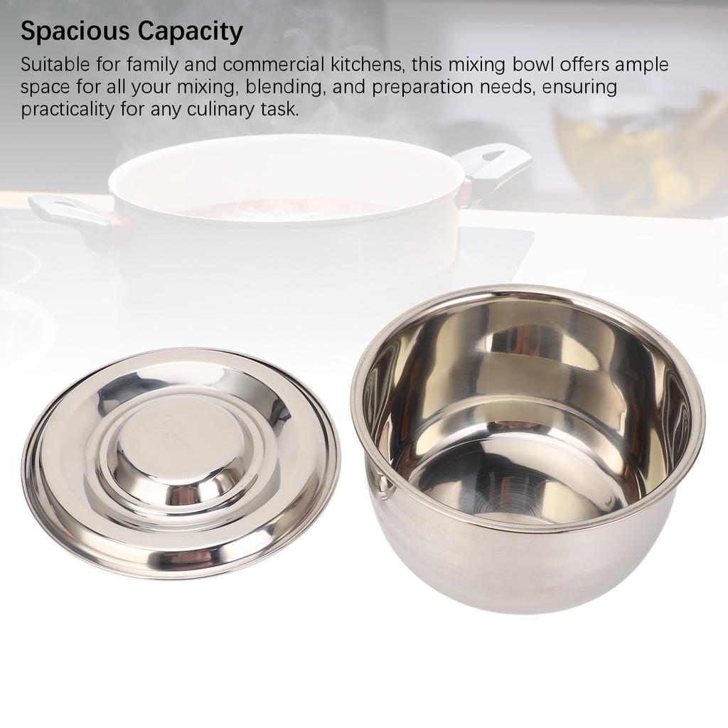 304 Stainless Steel Mixing Bowl with Lid Multipurpose Easy To Clean Seasoning Lard Oil Basin Container for Kitchen