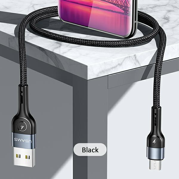 Usams Kabel Pleciony U55 2A Micro Usbczarny/Black 1M Sj450Usb01 (Us-Sj450)
