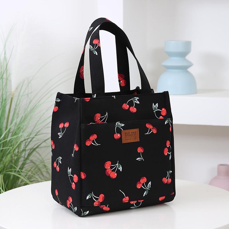 Modische verdickte bedruckte Baumwoll-Handtasche, große Kapazität, Tote, Mommy Bag, Aufbewahrungstasche für Brotdosen, Handtasche für Pendler