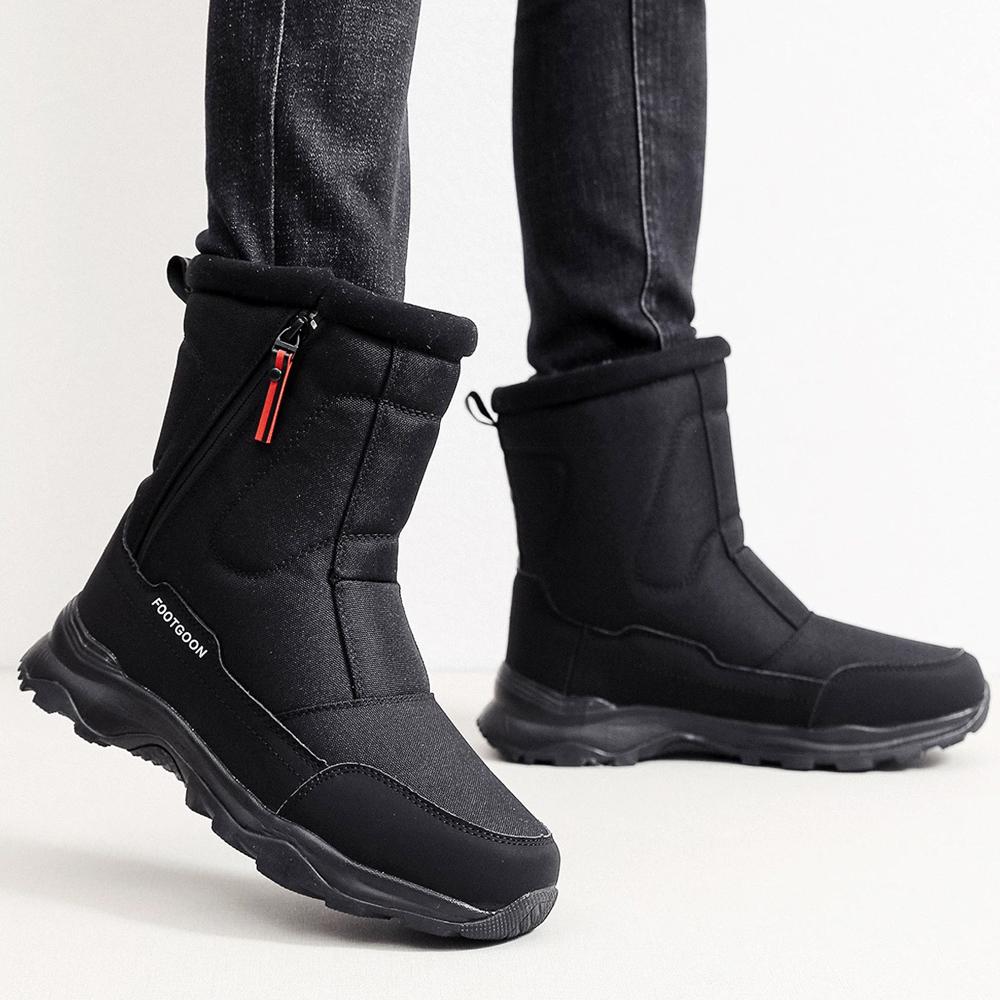 Men's Snow Boots Keep Warm Plush Winter Boots Men Outdoor Hiking Shoes Side Zipper Male Shoes Adult Fashion Cotton Boots 2025
