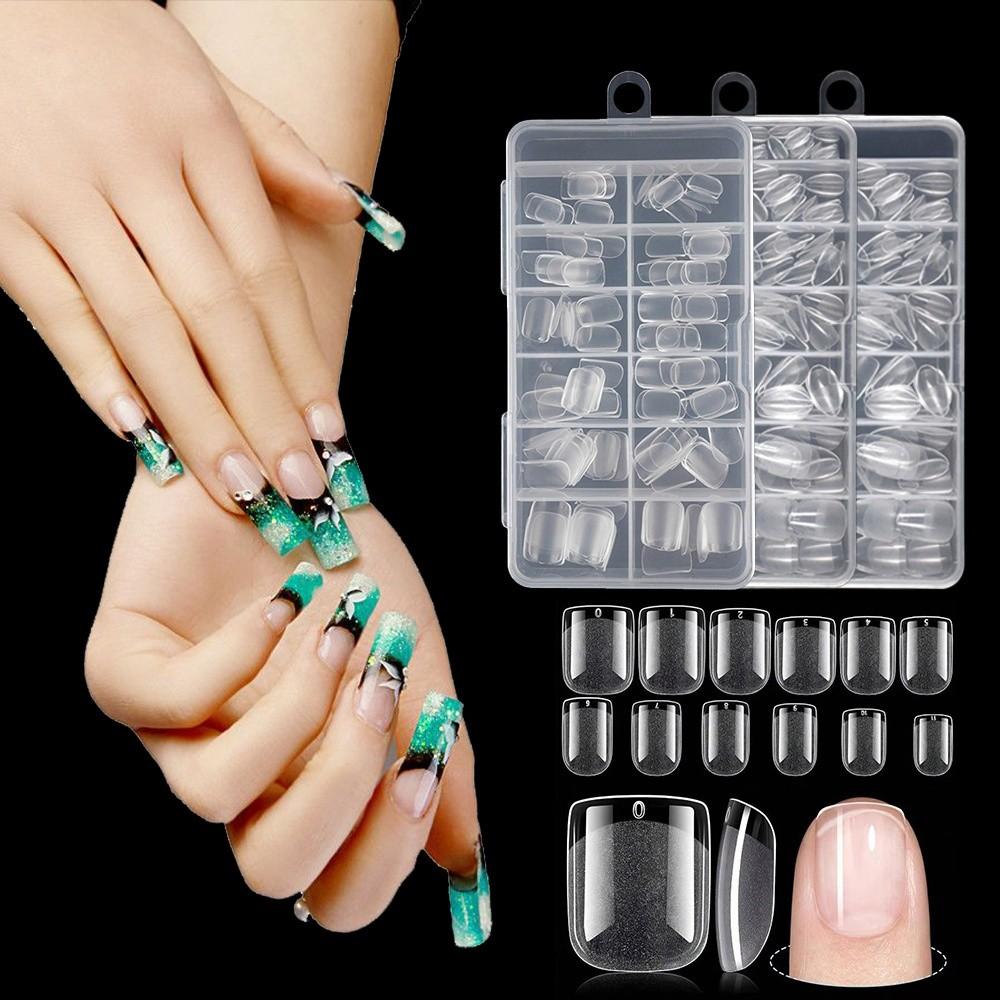 120/150PCS Short Square Nail Tips Almond Shape Half Matte Fake Nails Extension Tips Pre-Shaped Press On Nails