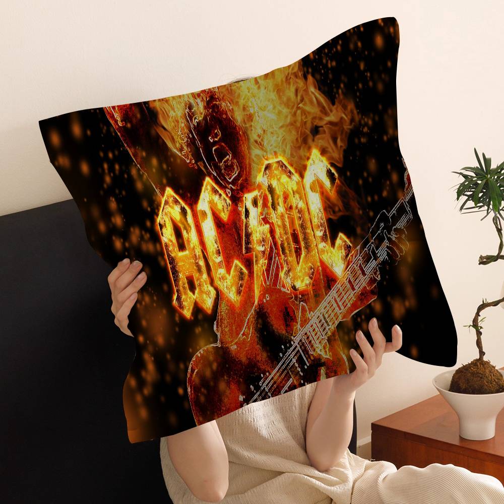 A-AC-DC Band Kissenbezug Auto Wurfkissenhülle Für Sofa Auto Weihnachtsgeschenk 40x40cm 45x45cm