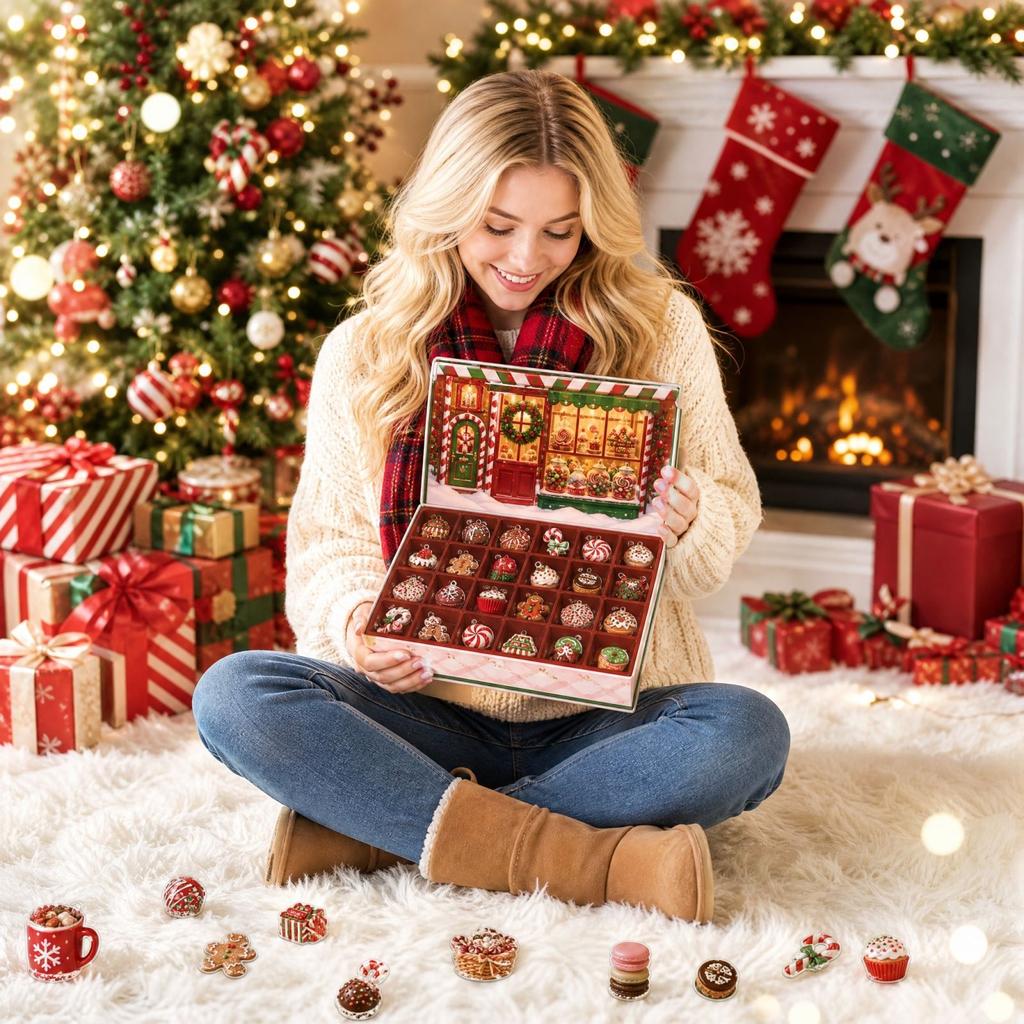 Advent Calendar Days Countdown Christmas Acrylic Ornaments Surprise Gift Box