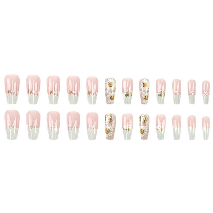 Press-on-Nägel Mandel Falsche Nägel Blume Acrylnägel Herbstnägel Press-ons Vollabdeckung Aufkleb-Nägel für den täglichen Gebrauch 24 Stück