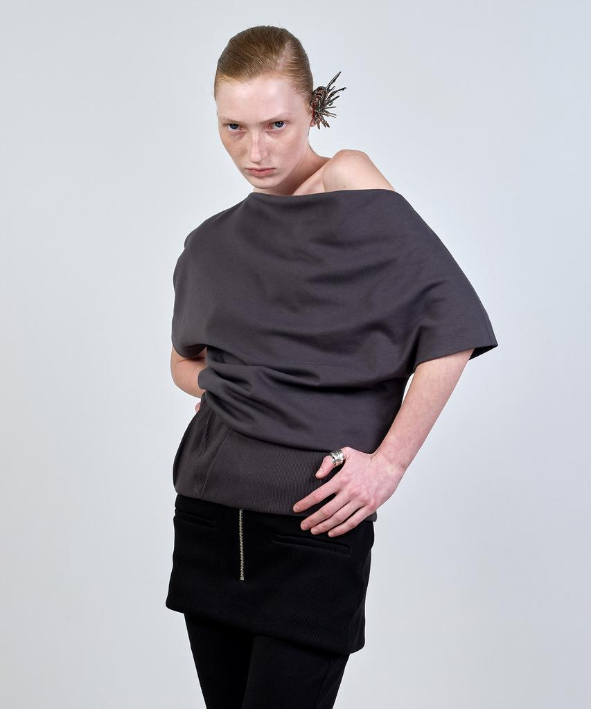 Nash Folded Draping Sweatshirt Charcoal