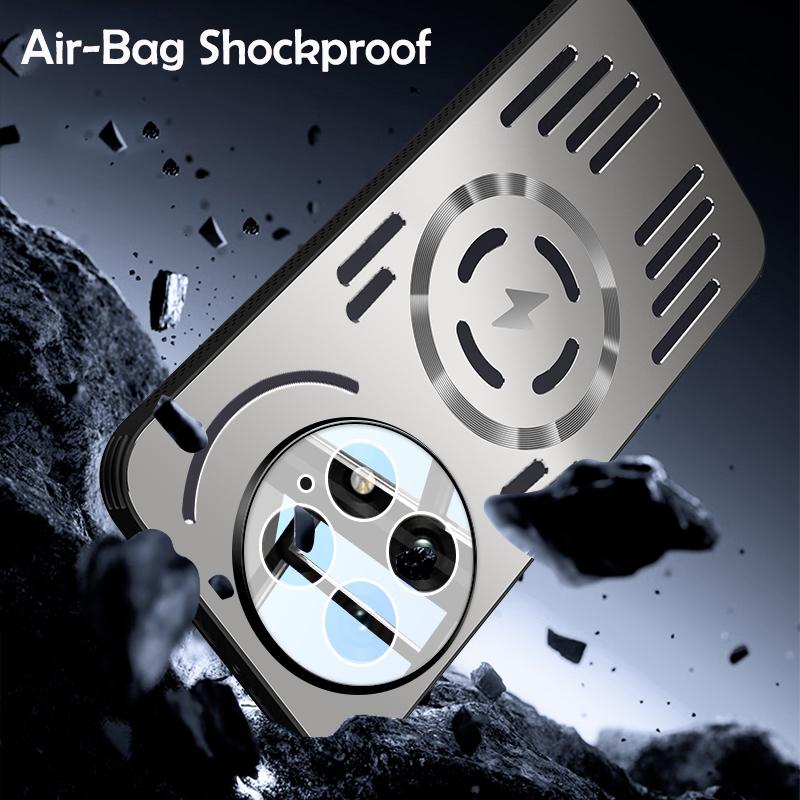 Hard Metal Heat Dissipation Magnetic Wireless Charging Cover For OnePlus 13 13R 12 One Plus 13 Cool Protective Back Case