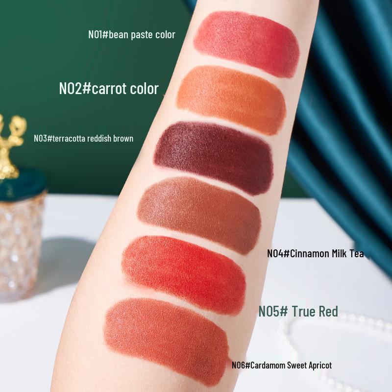 Lan Yi Cinnamon Milk Tea Matte Velvet Lipstick - Non-Stick, Non-Fading, Waterproof.