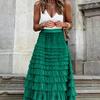 Elegant Boho High Waist Skirt for Women - Durable, Comfortable Fit with Chic Mesh Layer & Contrast Lace, Perfect for Spring/summer