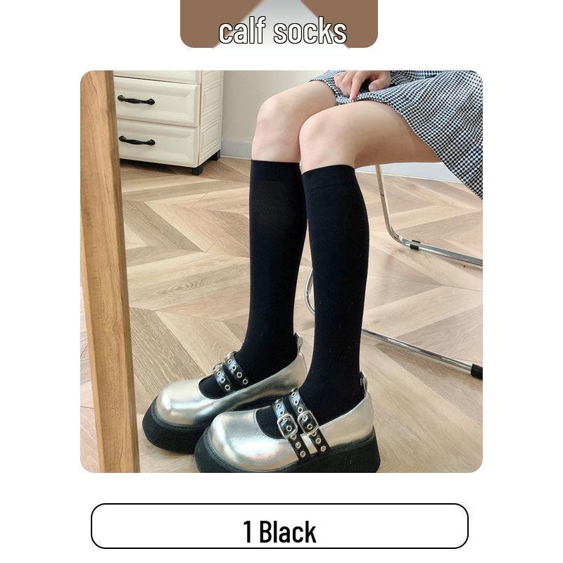 Women's White & Black Japanese Thigh High Silk Stockings - Spring/Summer Velvet Over-the-Knee Socks
