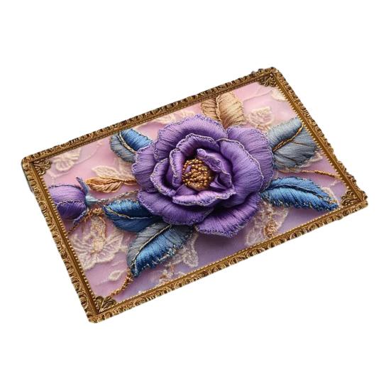 Floor Mat Non-Slip Rubber Backing Absorbent Quick-Drying Bath Rug Retro Style 3D Flower Pattern Kitchen Shower