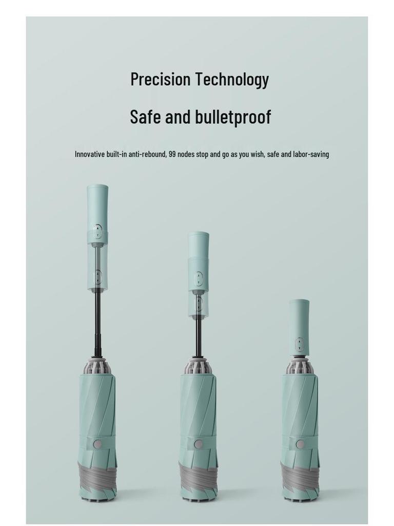 Automatic Reverse Anti-Rebound Umbrella with Reflective Strip, Sun and Rain Protection, Windproof 10-Rib Design