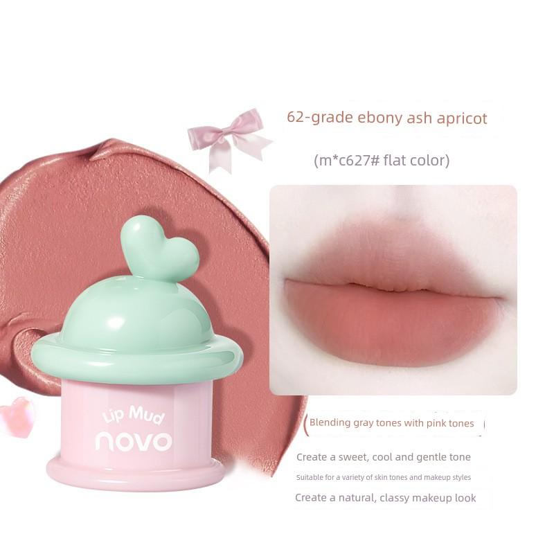 Novo Canned Lip Mud Velvet Matte Low-Saturation Natural Nude Lipstick for Women, Non-Stick and Non-Fading