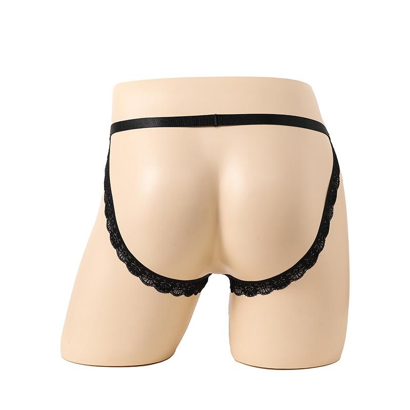 Men's elastic underwear hollow leak pp lace ribbon four-corner sex underwear men's sex underwear