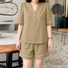 ZANZEA Women Short Sleeve Blouse and Shorts Summer Two Piece Suit Sets