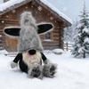 Mysterious Black Dog Gnomes Statue Plush Dolls Handmade Scandinavian Figurine Dog Ear Elf Figure Ornament Home Decors
