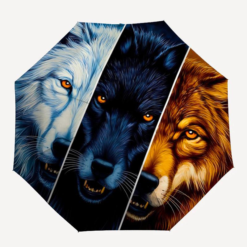 

1pc Wolf Pack Automatic Open/Close Umbrella Compact Folding Umbrella, All-Season Portable Umbrella for Women/Men193