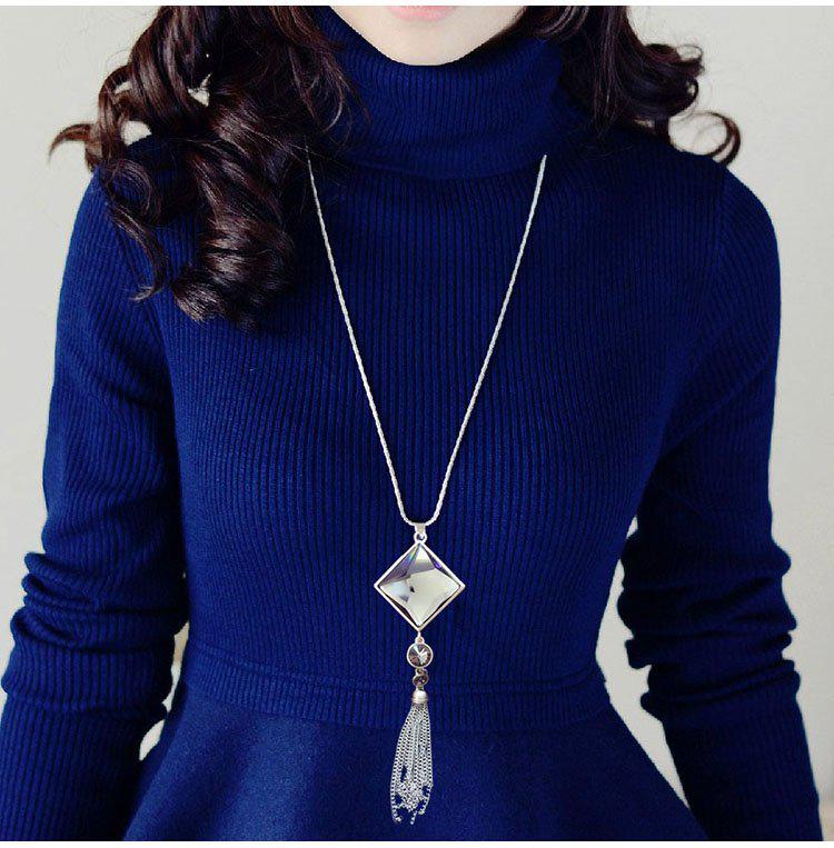 Korean Elegant Tassel Sweater Chain Necklace for Women