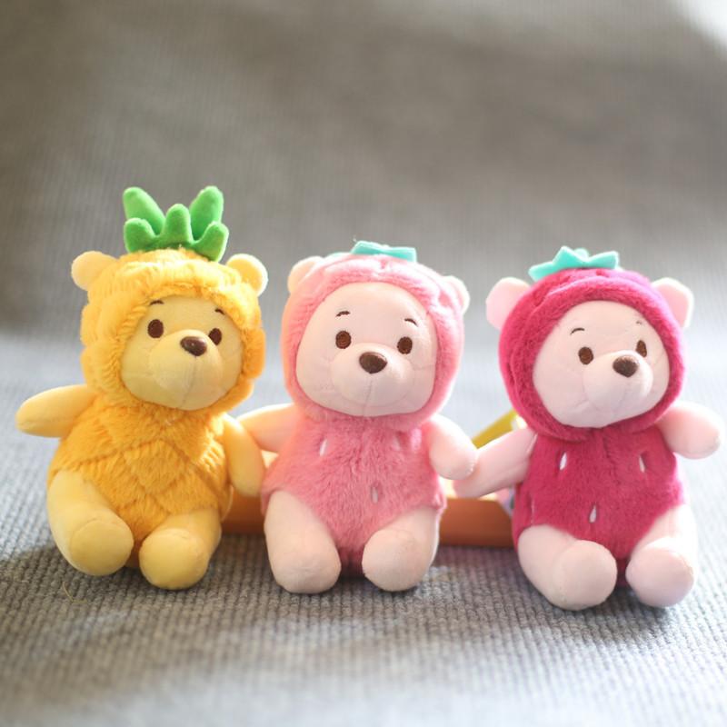 Adorable Pineapple Bear Plush Keychain Cute Short Plush Toy Bag Charm 13cm