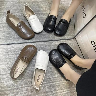 Fashion Casual Woman Shoe Slip-on Shallow Mouth Oxfords Round Toe Soft Female Footwear Slip On New Moccasin Comfortable Leather